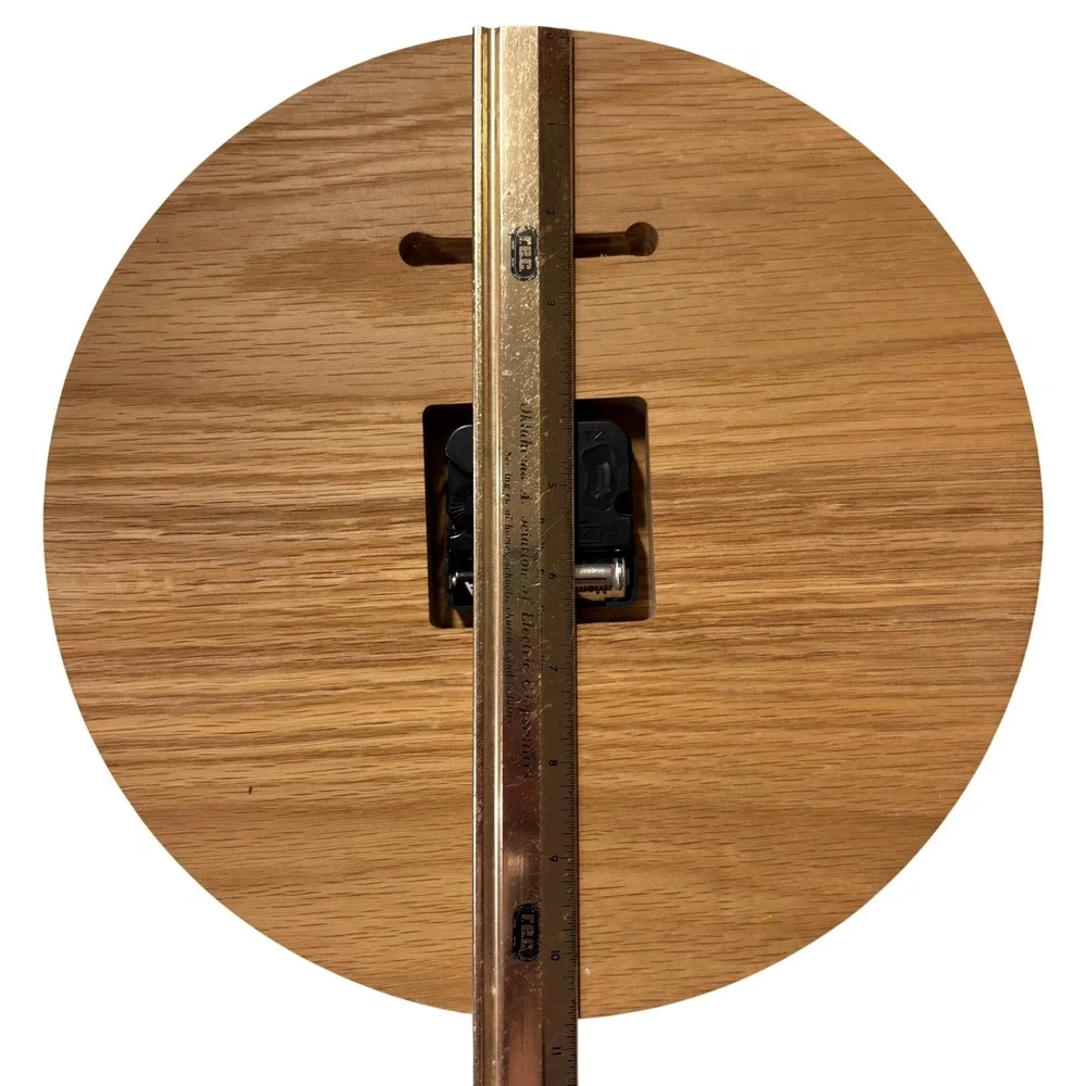 Vintage Mid Century Modern Solid Oak Wood Wall Clock 10 Inch Round Quartz Analog